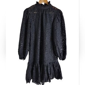 J. Crew Black Lace Long Sleeve Dress
